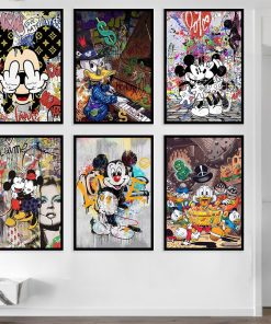 Graffiti Artwork With Disney Characters Printed on Canvas