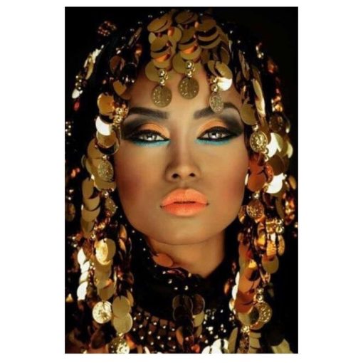 Woman With Makeup and Gold Plates Printed on Canvas - Image 2