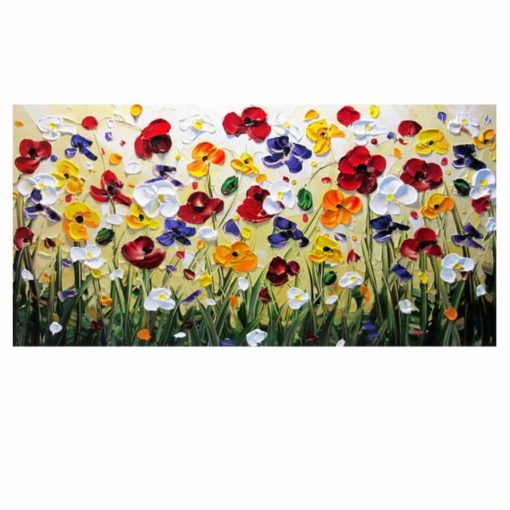 Abstract Colorful Flowers Oil Painting Printed on Canvas - Image 2