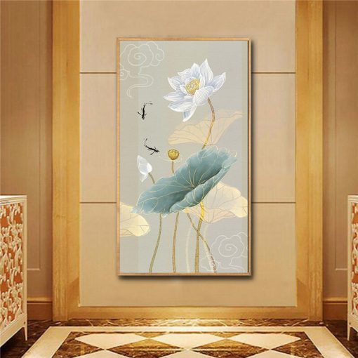 Abstract Lotus Flower Painting Printed on Canvas - Image 4