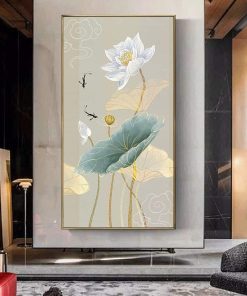 Abstract Lotus Flower Painting Printed on Canvas