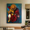 Cowboy Playing On Guitar Painting Printed on Canvas