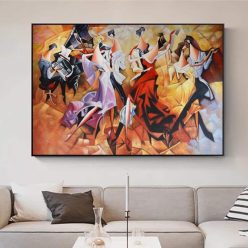 Abstract Party Painting with Dancing People Printed on Canvas