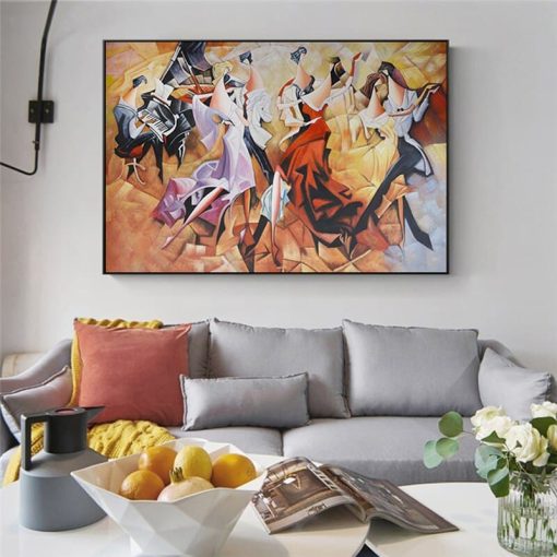 Abstract Party Painting with Dancing People Printed on Canvas - Image 2