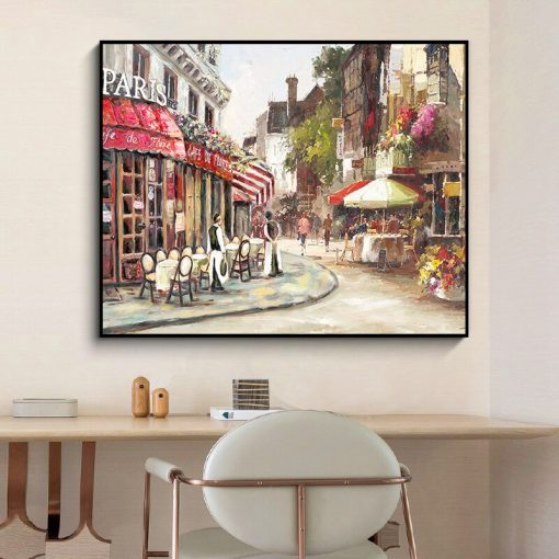 Paris City Street Painting Printed on Canvas - Image 3