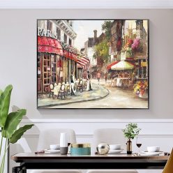 Paris City Street Landscape Painting Printed on Canvas