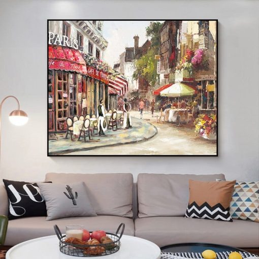 Paris City Street Painting Printed on Canvas - Image 2