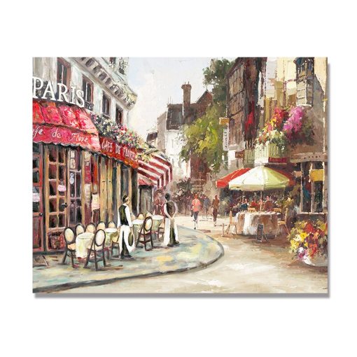 Paris City Street Painting Printed on Canvas - Image 4