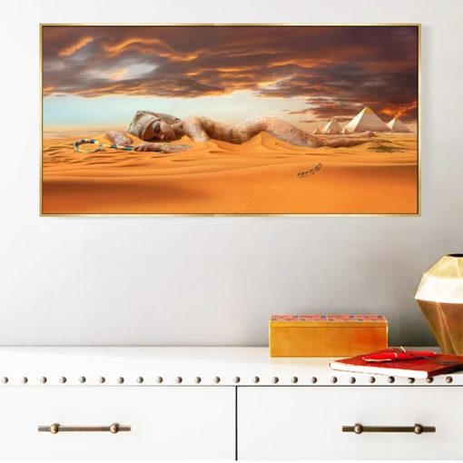 Woman Sleeps in the Desert Painting Printed on Canvas - Image 4