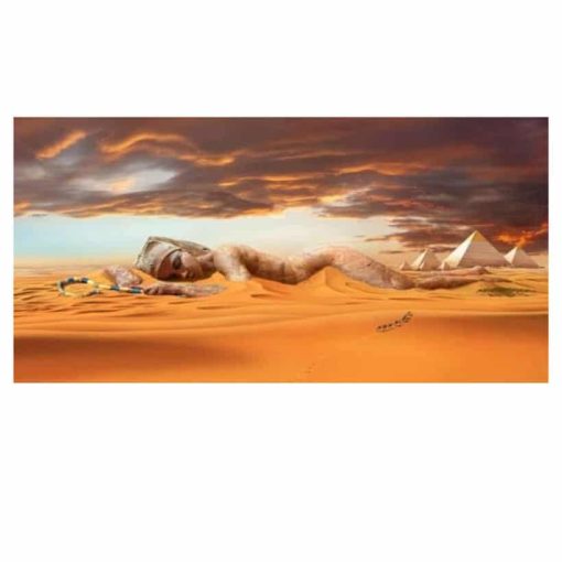 Woman Sleeps in the Desert Painting Printed on Canvas - Image 3