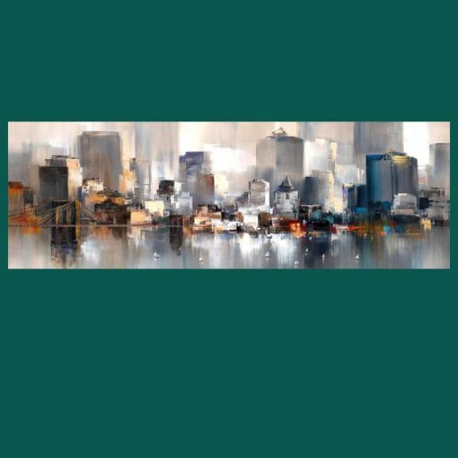 Abstract City Landscape Painting Printed on Canvas - Image 3