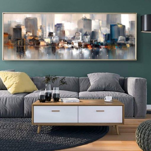 Abstract City Landscape Painting Printed on Canvas