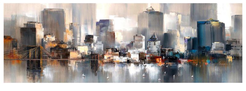 Abstract City Landscape Painting Printed on Canvas