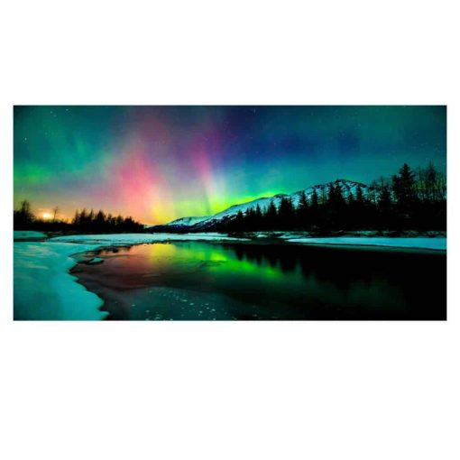 Artwork with Northern Lights Printed on Canvas - Image 2