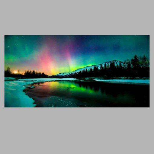 Artwork with Northern Lights Printed on Canvas - Image 3