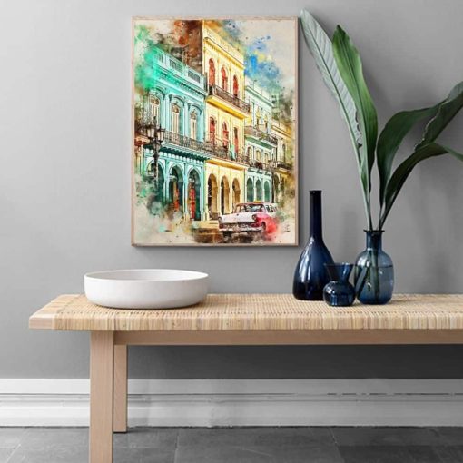 City Landscape in Cuba Artwork Printed on Canvas - Image 3