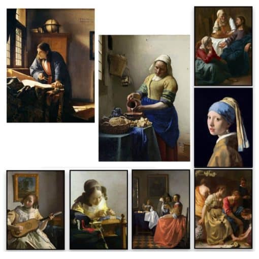 Famous Paintings by Johannes Vermeer Printed on Canvas