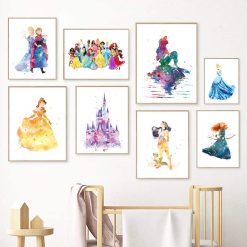 Paintings of Disney Princesses Printed on Canvas