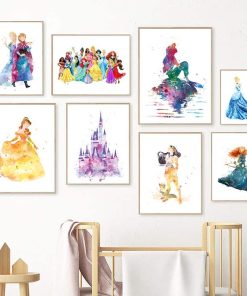 Paintings of Disney Princesses Printed on Canvas