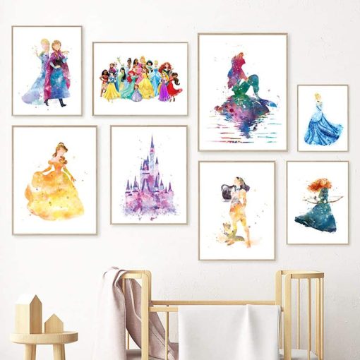 Paintings of Disney Princesses Printed on Canvas