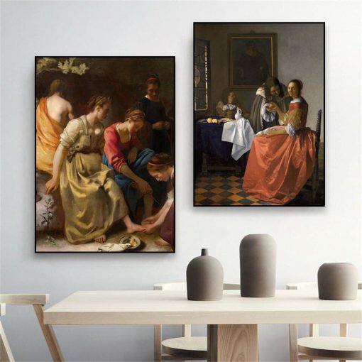 Famous Paintings by Johannes Vermeer Printed on Canvas - Image 10