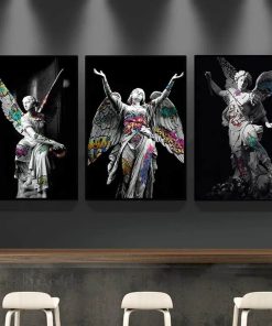 Graffiti Art on Michelangelo Statues Printed On Canvas