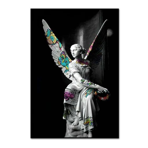 Graffiti Art on Michelangelo Statues Printed on Canvas - Image 4