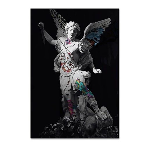 Graffiti Art on Michelangelo Statues Printed on Canvas - Image 5