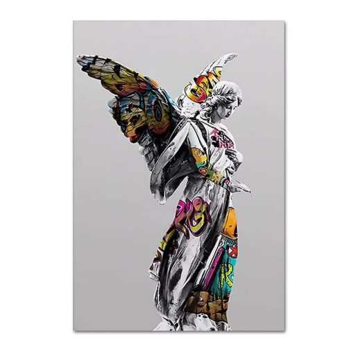 Graffiti Art on Michelangelo Statues Printed on Canvas - Image 6