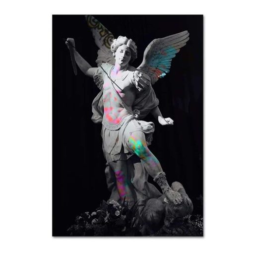 Graffiti Art on Michelangelo Statues Printed on Canvas - Image 7