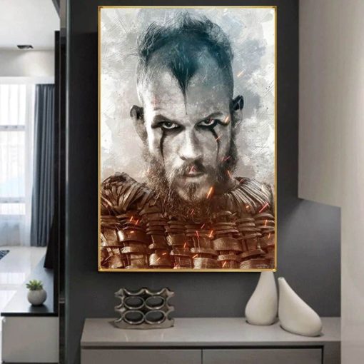 Portrait of The Vikings Ragnar and Flóki Printed on Canvas - Image 4