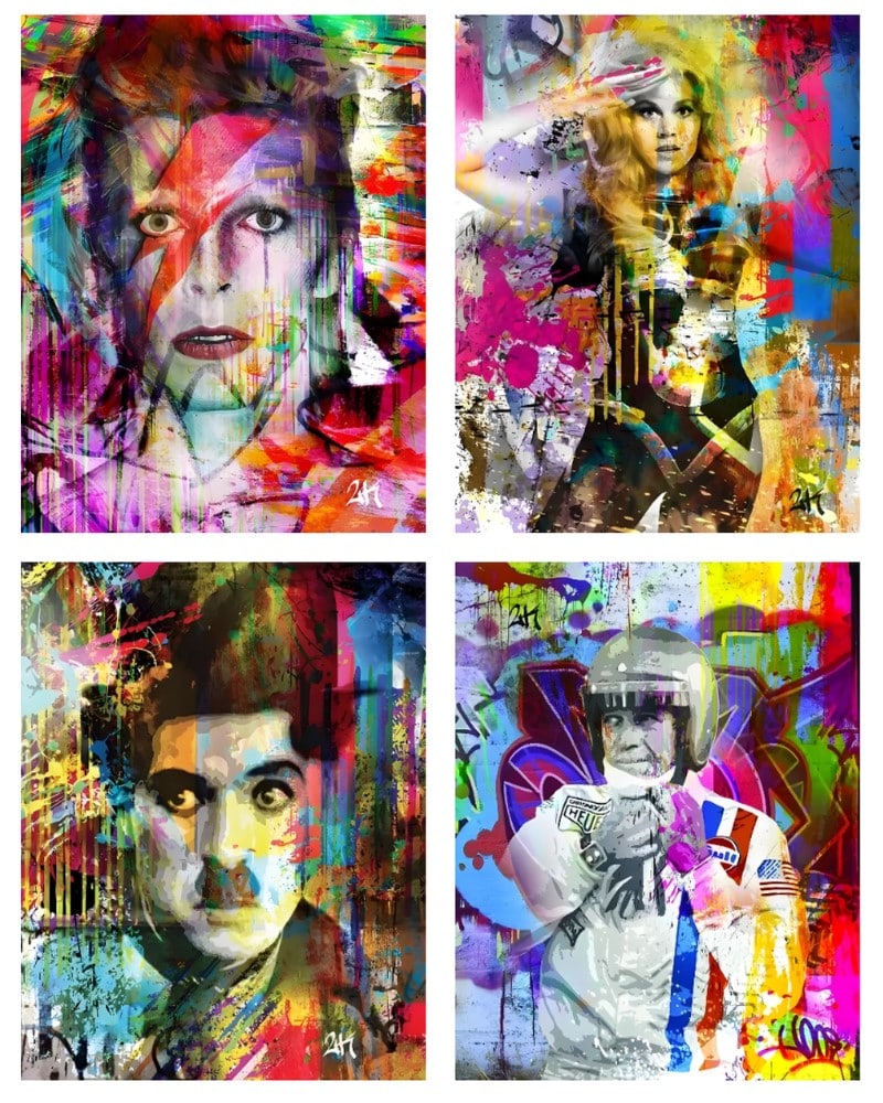 Graffiti Artwork of Celebrities Printed on Canvas