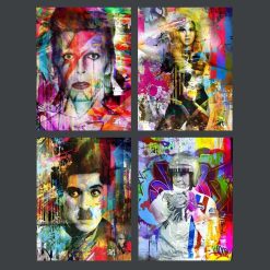 Graffiti Artwork of Celebrities Printed on Canvas