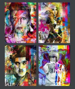 Graffiti Artwork of Celebrities Printed on Canvas