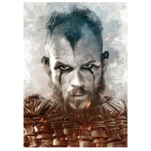 Portrait of The Vikings Ragnar and Flóki Printed on Canvas - Image 2