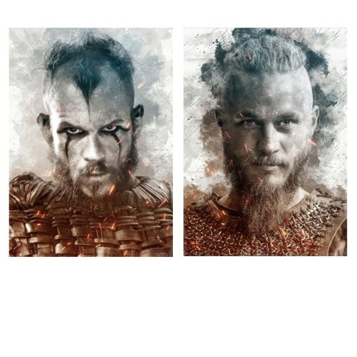 Portrait of The Vikings Ragnar and Flóki Printed on Canvas - Image 6