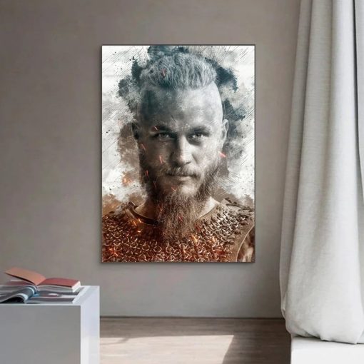 Portrait of The Vikings Ragnar and Flóki Printed on Canvas - Image 5