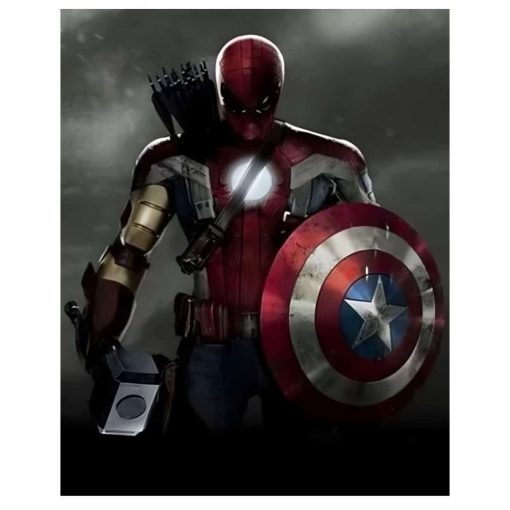 Figure With Captains America Shield & Thor´s Hammer Printed on Canvas - Image 3