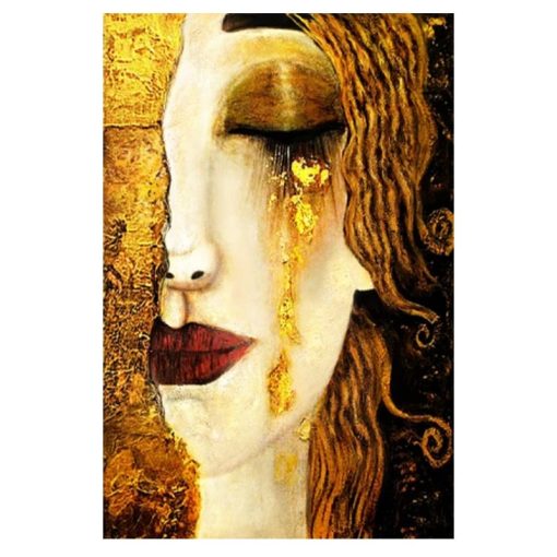 Classic Abstract Oil Painting Freya Tears Influenced by Gustav Klimt - Image 6