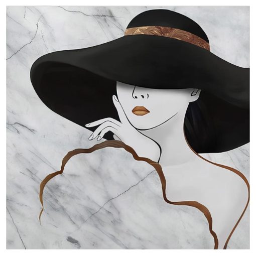 Woman With Fancy Hat Printed on Canvas - Image 5