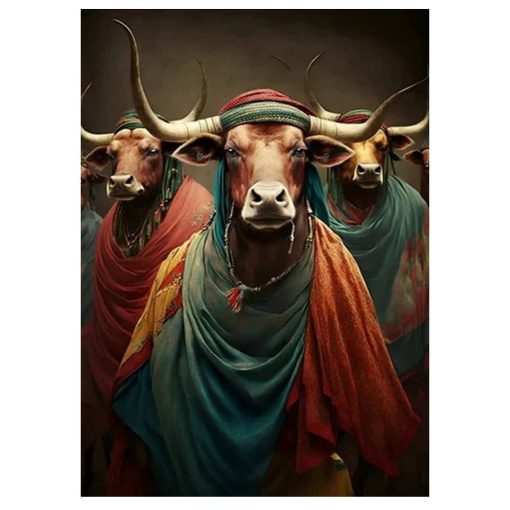 Animal in Clothes Colorful Artwork Printed on Canvas - Image 6