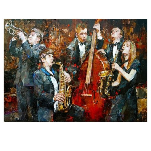 Colorful Painting of Jazz Band Printed on Canvas - Image 2