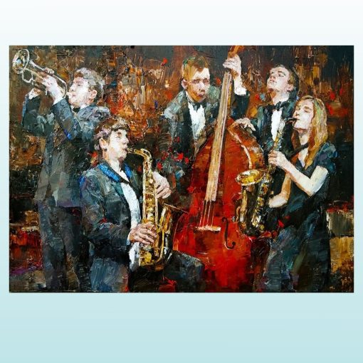 Colorful Painting of Jazz Band Printed on Canvas - Image 3