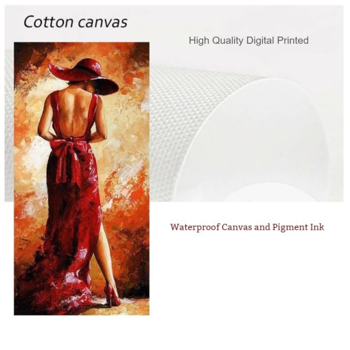 Elegant Woman in Red Dress Printed on Canvas - Image 10