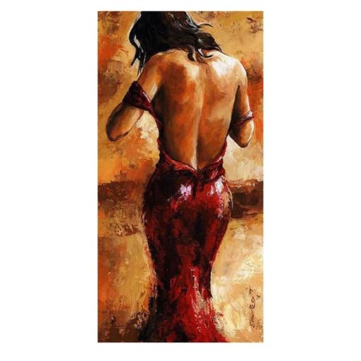 Elegant Woman in Red Dress Printed on Canvas - Image 9