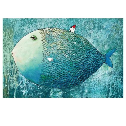 Large Fish Carrying a House Artwork Printed on Canvas - Image 2