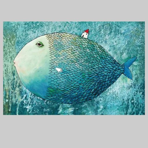 Large Fish Carrying a House Artwork Printed on Canvas - Image 3