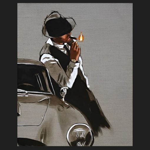 Man Smoking a Cigar Artwork Printed on Canvas - Image 3