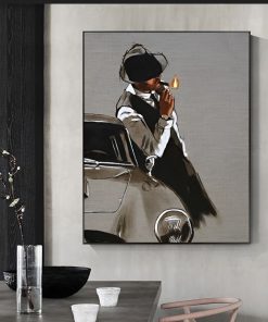 Man Smoking a Cigar Artwork Printed on Canvas