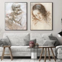 Sketch and Study by Leonardo da Vinci Printed on Canvas